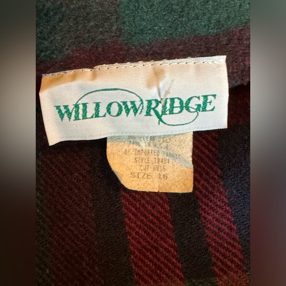 Willowridge vintage red green blue wool blend single button plaid blazer size 16 - Picture 9 of 9